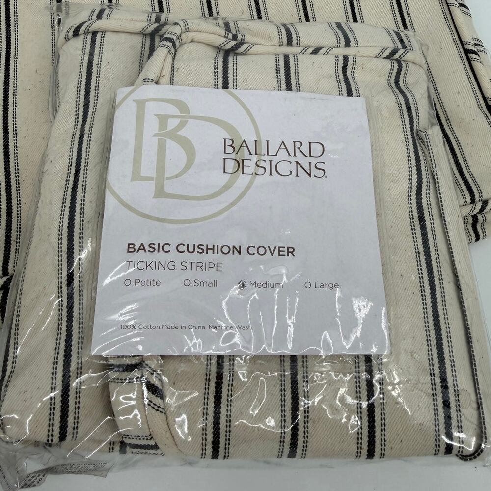 Ballard Designs Basic Cushion Covers Ticking Stripe Medium Set of 3 NWT - Picture 4 of 5